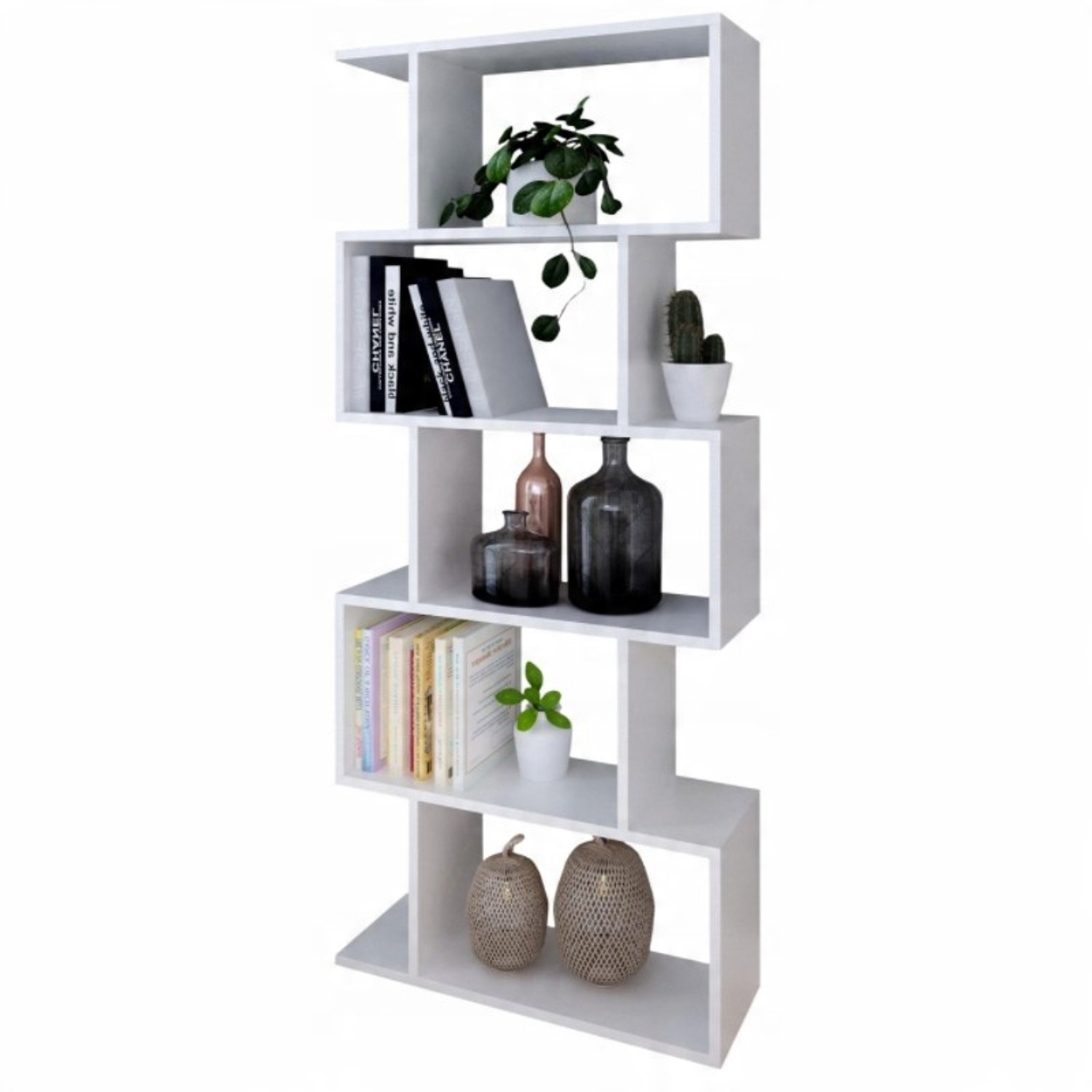 Per La Vita Bask Serie - Vrijstaande Boekenkast - Wit - Open vakken - 176 x 76,4 x 28 cm