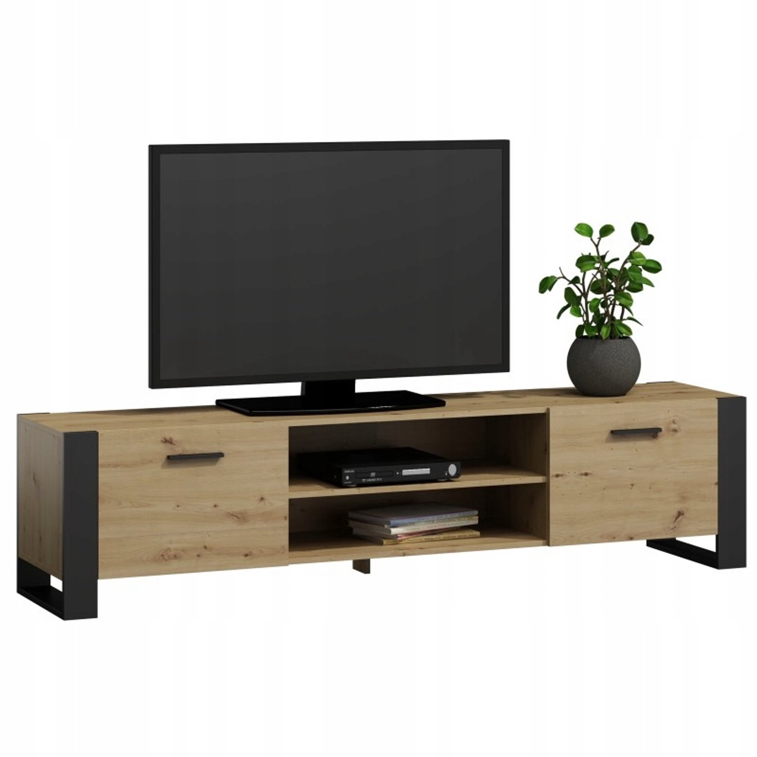 Per La Vita Alba Serie - Tv-meubel - 150 cm - Artisan-eiken/zwart - Met open vakken en deuren
