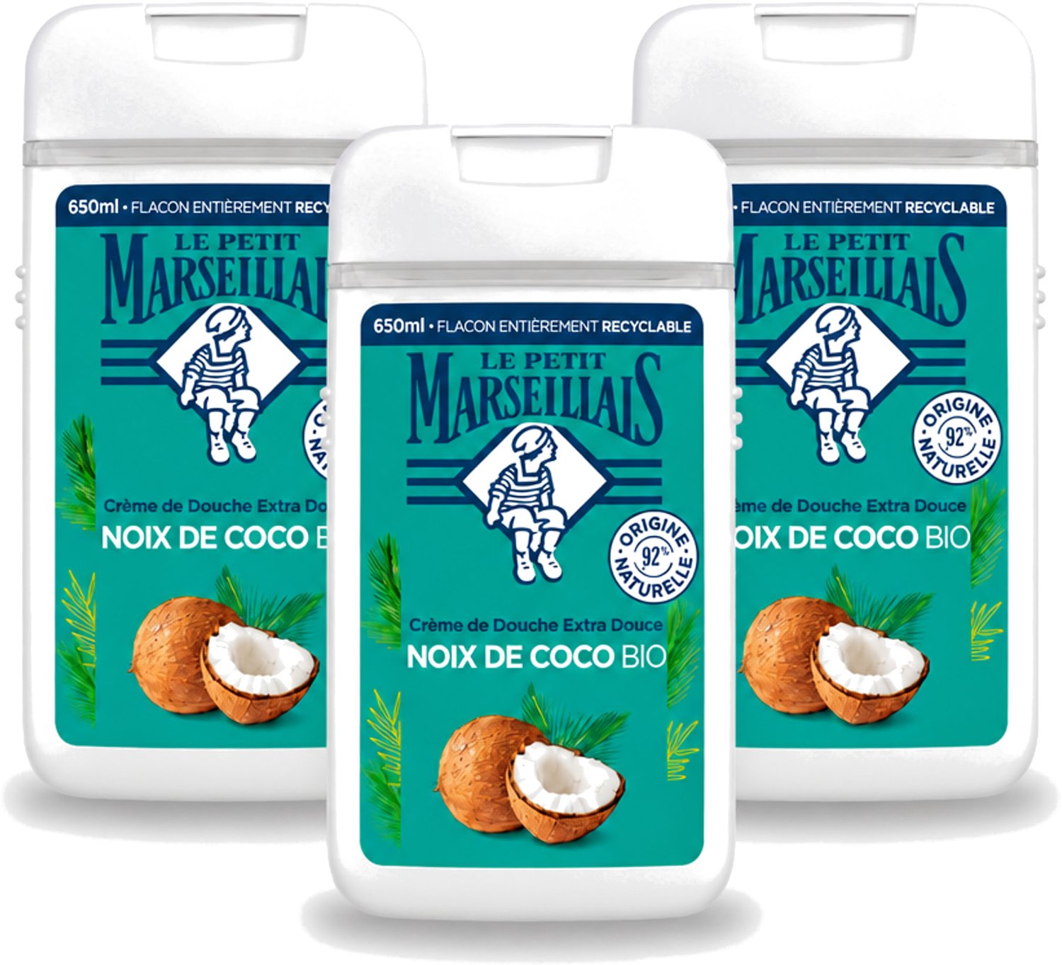 3 x Le Petit Marseillais – Douche & Bad – Coco – 650 ml - Voordeelverpakking - 3 stuks