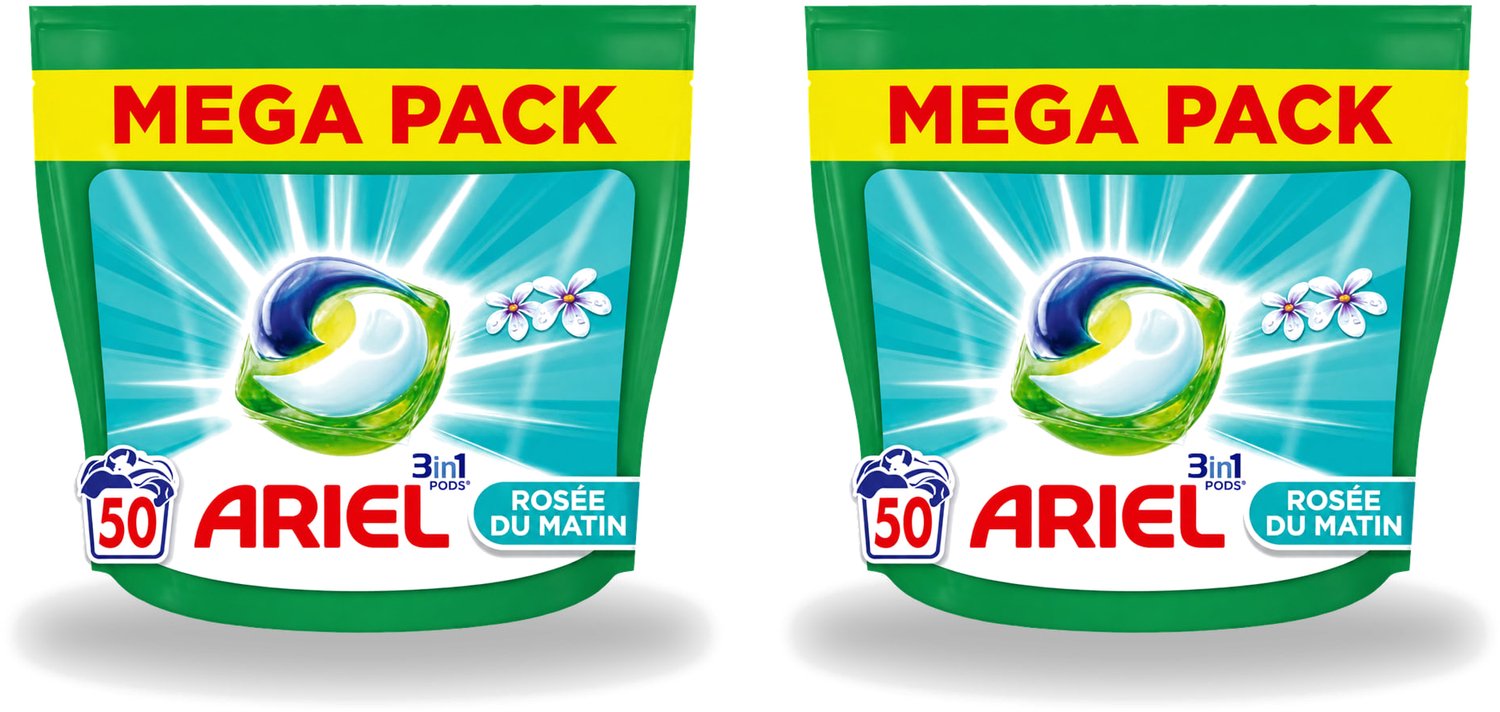 2 x Ariel Original - Ochtenddauw - Wasmiddelcapsules - 3in1 Pods - Witte en Gekleurde Was - 50 Wasbeurten - Voordeelverpakking - 2 stuks