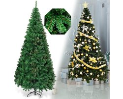 COSTWAY Kunstkerstboom 240 cm - 1138 Takken - PVC - Metalen Standaard - Groen