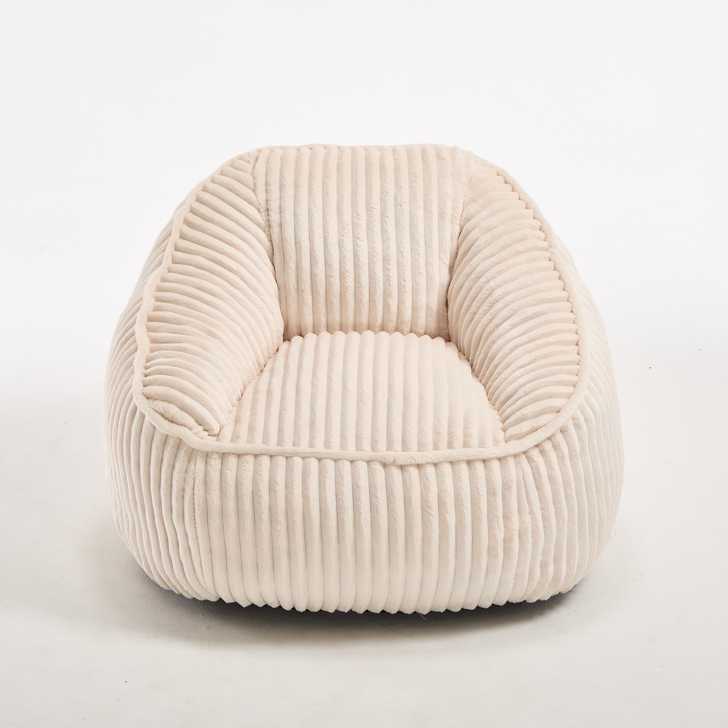MUVANO Zitzakstoel met traagschuimvulling - Beige ribfluwelen bekleding - Zachte pluche zitting - 98 x 92 x 73 cm - Met rugleuning - Voor lezen binnen beige