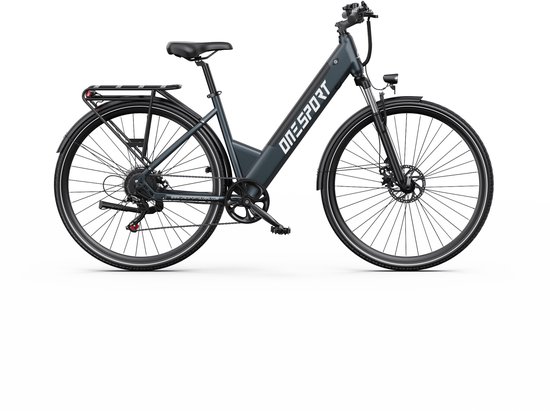 ONESPORT OT12 PRO Elektrische stadsfiets - 65 km actieradius -36V 13Ah Accu– Lage instap frame - 250W motor - Shimano 7 versnellingen - LCD - Grijs — afbeelding 2