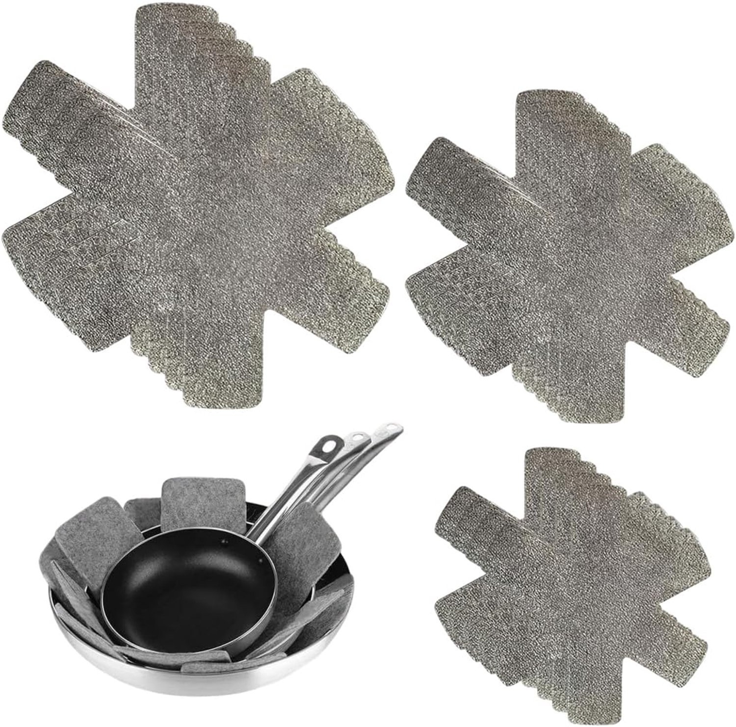pannenbeschermers 12 stuks - 38 cm, 35 cm, 26 cm - vilt - bescherming tegen hitte en krassen - m-winkel