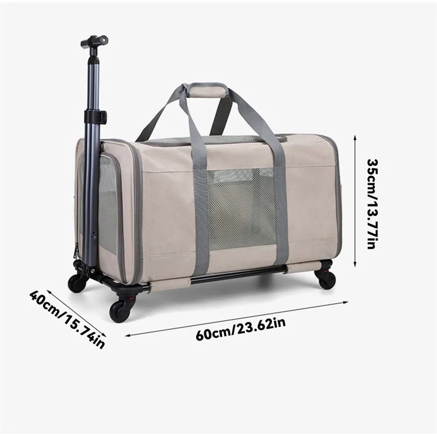 Jolien Reisbench - Reisbench hond - Bench inklapbaar - Bench Kat - 60 × 40 × 35 cm - op wielen en met trekstang - transport