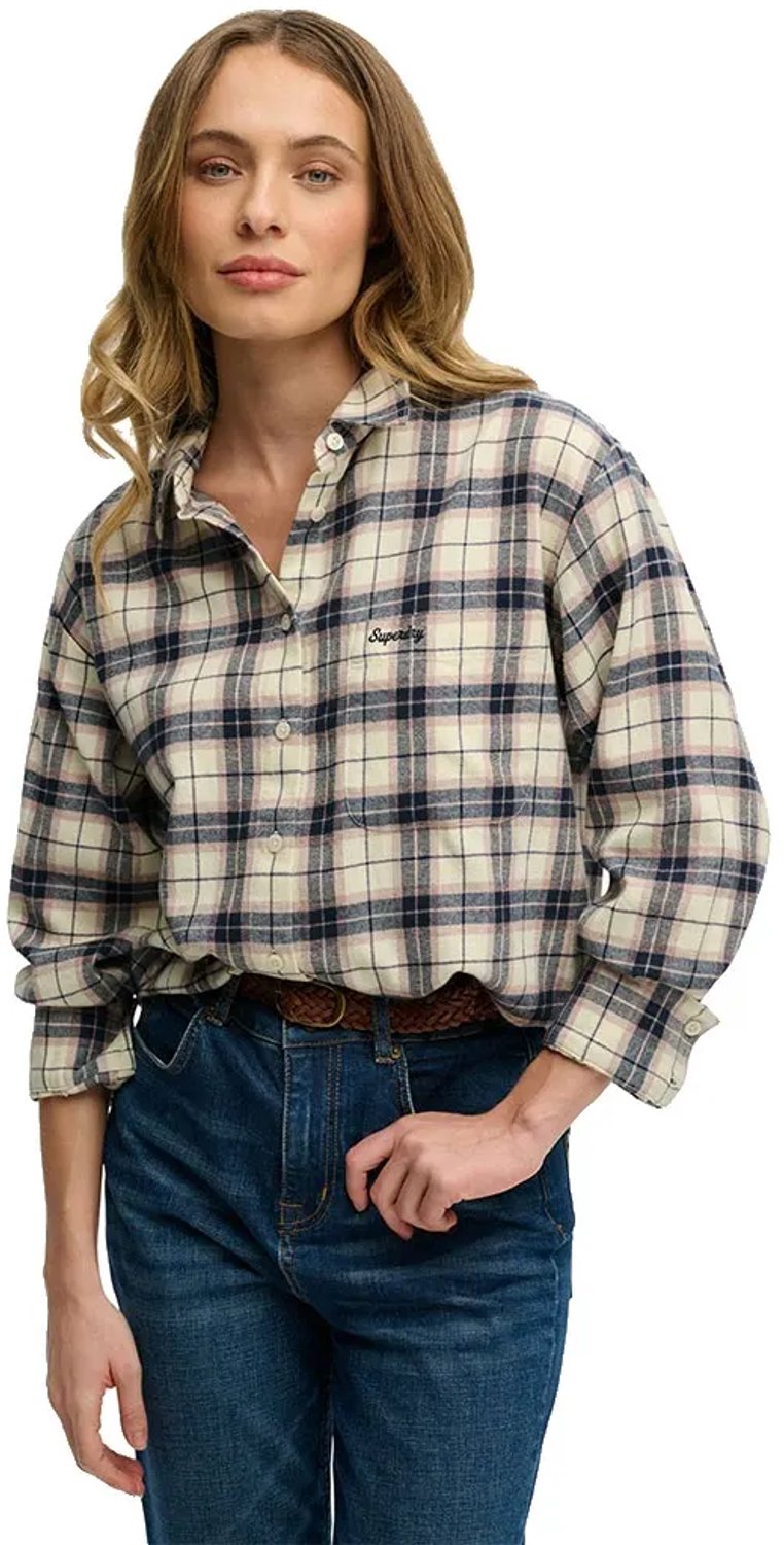 Superdry Check Flannel Relaxed Overhemd Met Lange Mouwen XS Vrouw Wit