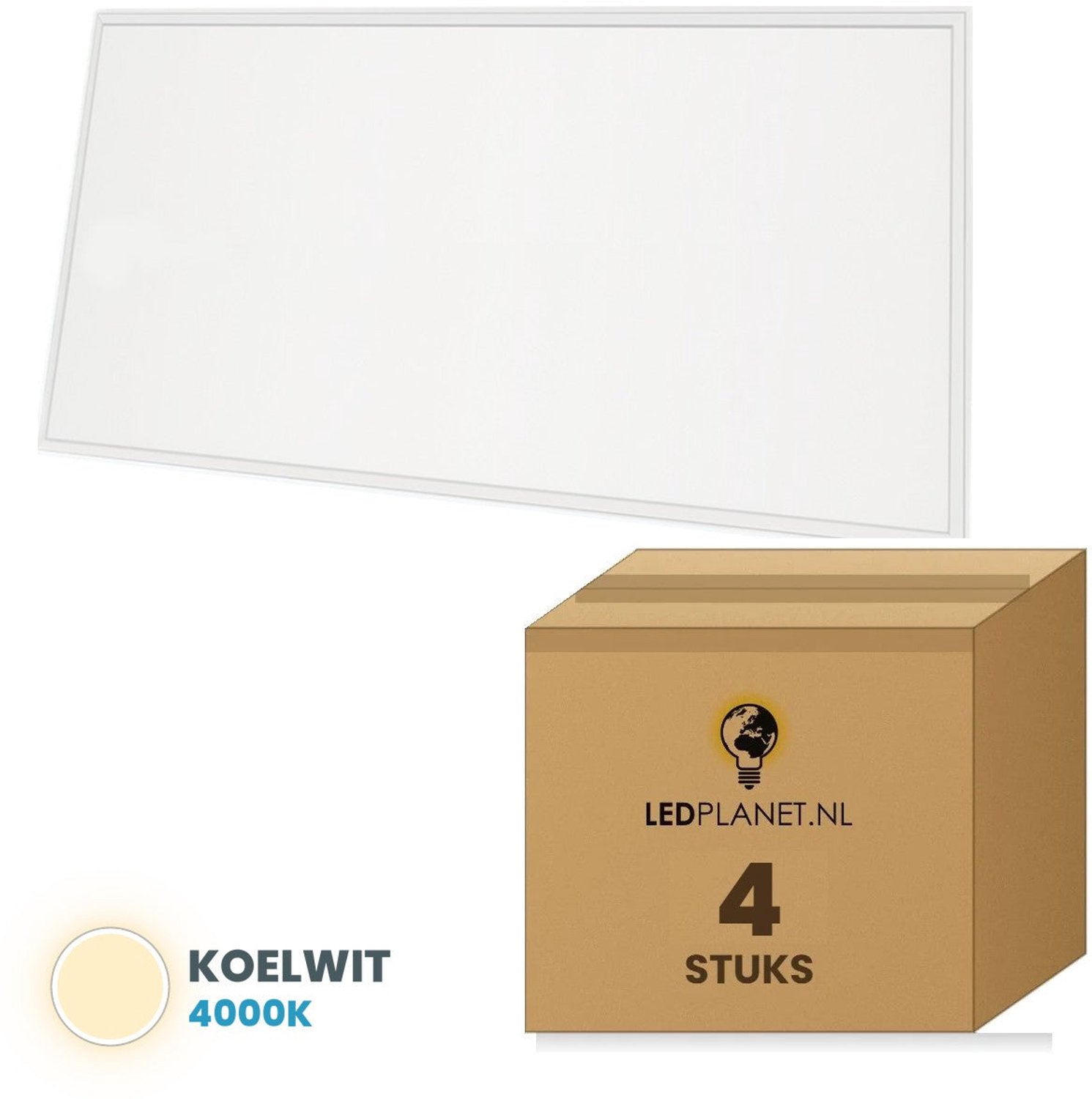 Tsong LED Paneel 60x120 11mm 140lm/W 4 stuks - Koelwit 4000K - 8400lm - 60W - UGR