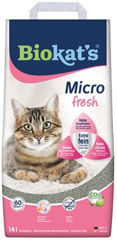 Biokat's Micro Fresh - 14 L - Kattenbakvulling - Klontvormende - Zomergeur