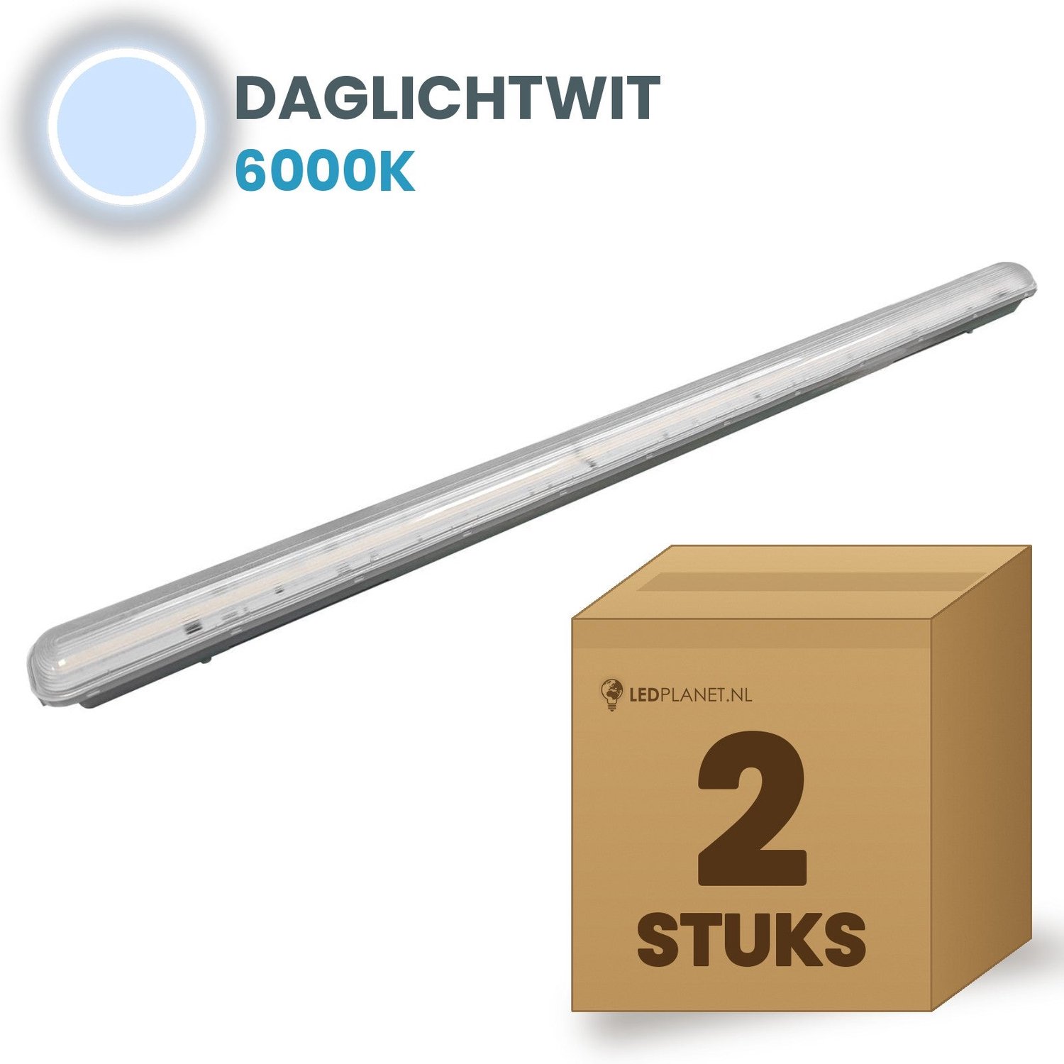 Tsong TL armatuur Tri Proof 1200mm 2 stuks - 25W 5000lm - Daglichtwit 6000K - Koppelbaar - IP65 - 230V