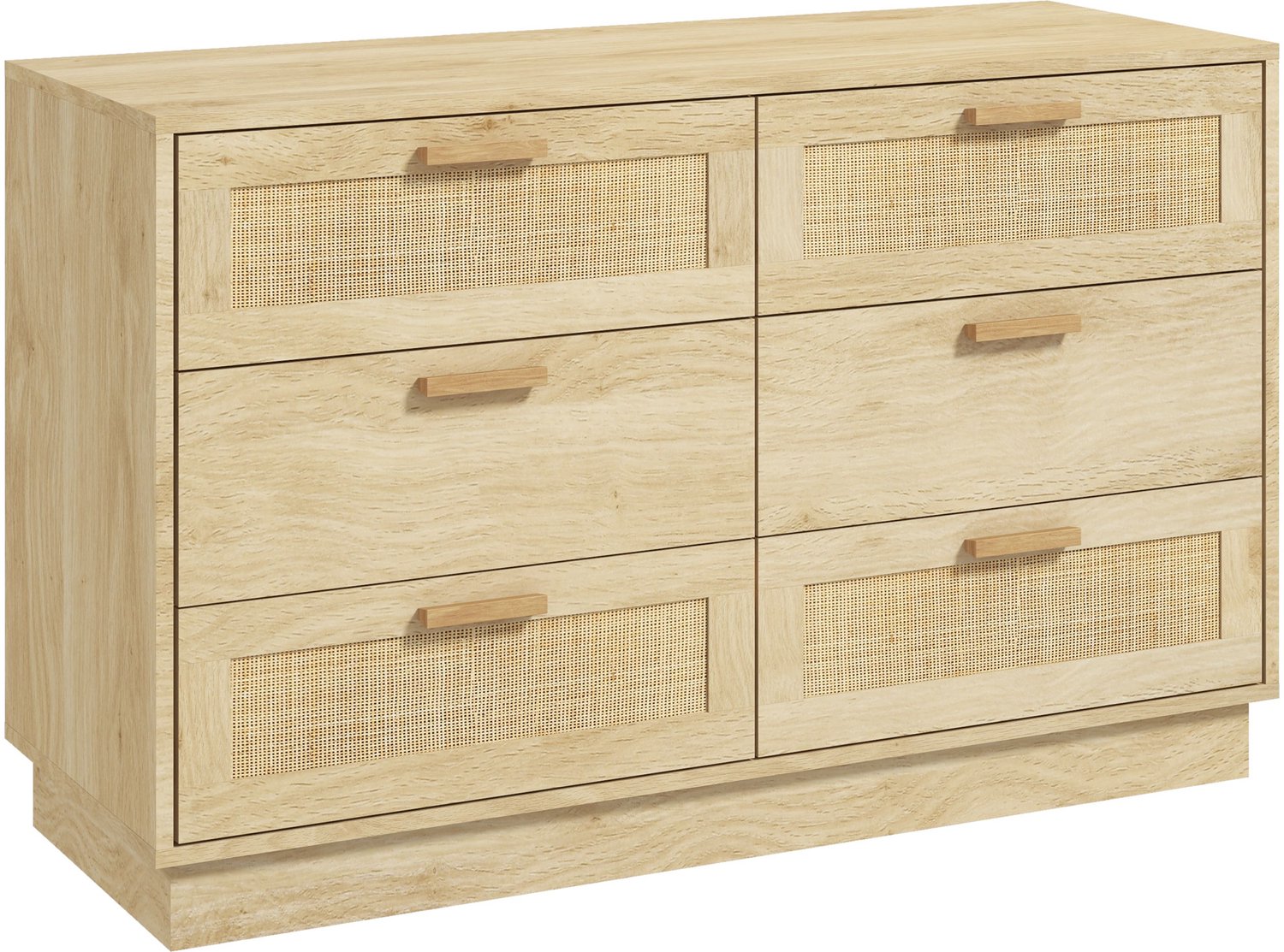 Lunpog Designcommode in bohemienstijl van rotan met 6 lades - opbergmeubel voor de woonkamer - de gang of de hal - eikenhout Chêne