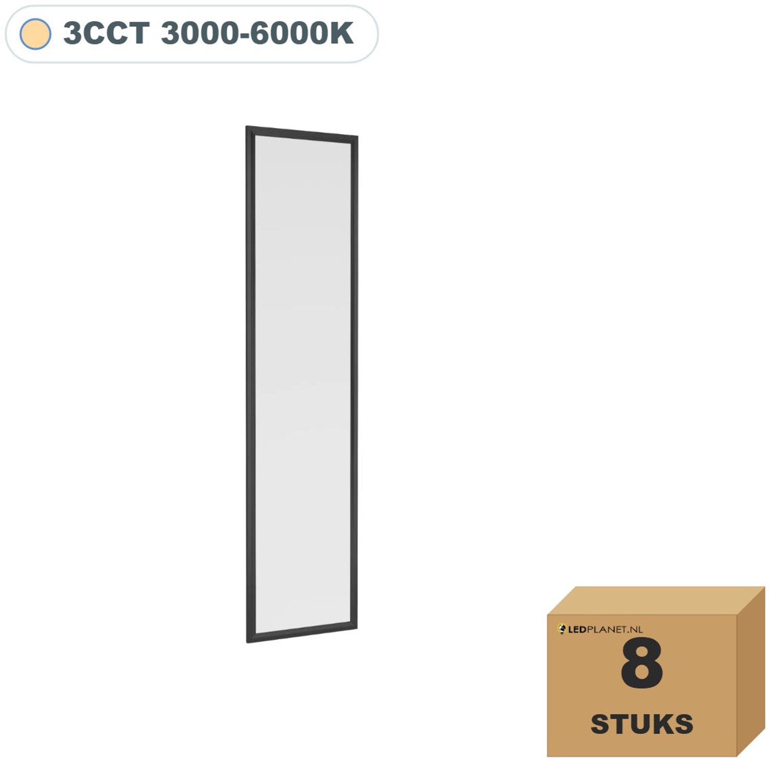 Tsong LED paneel 30x120 cm - 8 stuks - 36W - 5040 lm - 3CCT - Back-lit - UGR Instelbaar (CCT)