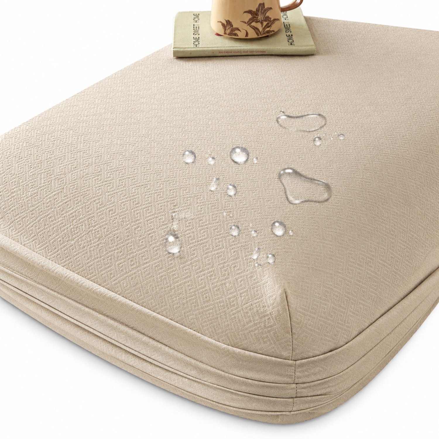 SWGOTA Waterdichte hoeslakenset kaki, 3-delig - hoeslaken 200 x 220 cm en 2 kussenslopen, geborstelde stof, voor matrassen tot 30 cm hoog