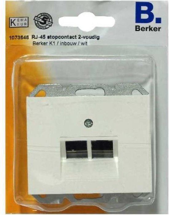 BERKER K1 RJ-45 stopcontact 2-voudig, inbouw | WIT
