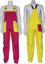 Yoworkwear Tuinbroek polyester/katoen geel-fuchsia maat 140