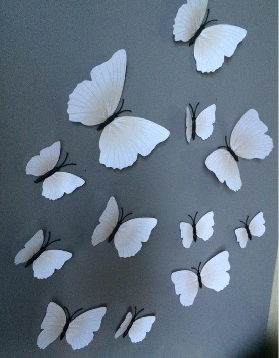 3D Vlinders - Muurdecoratie - Wit