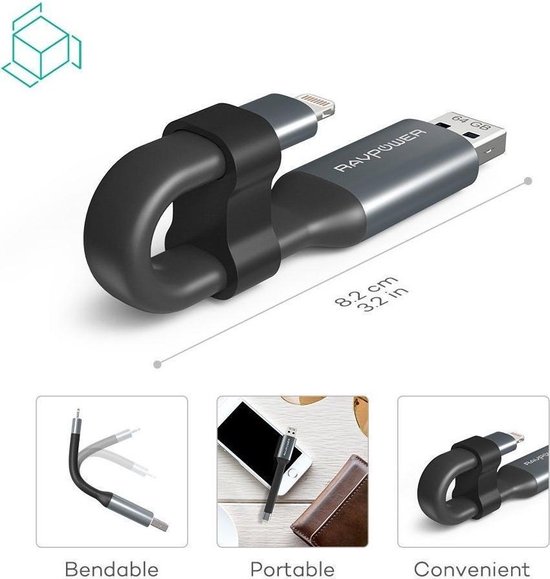 RAVPOWER Flash Drive Apple Lightning Laadkabel 64GB USB 3.0 Stick RP