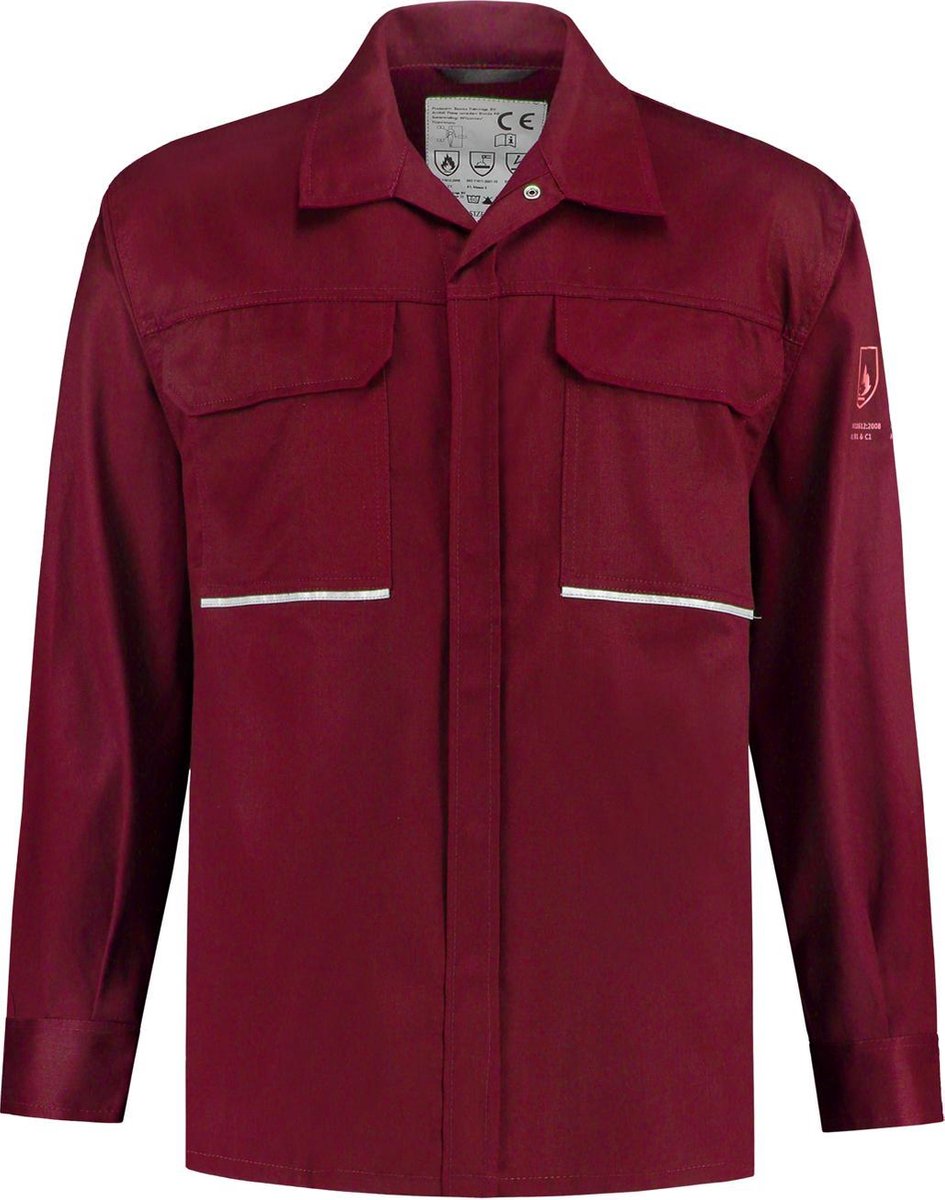 Yoworkwear Blouse vlamvertragend + antistatisch - bordeaux - maat L