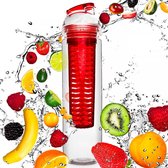 #DoYourFitness - Bouteille d'eau aux fruits - »FruitBottle« - Infuseur de fruits pour punch aux fruits / spritzers de légumes - 800ml - rouge