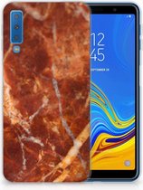 Geschikt voor Samsung Galaxy A7 (2018) Bumper hoesje Design Marmer Bruin