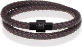 Memphis leren wrap armband Donkerbruin Zwart-24cm