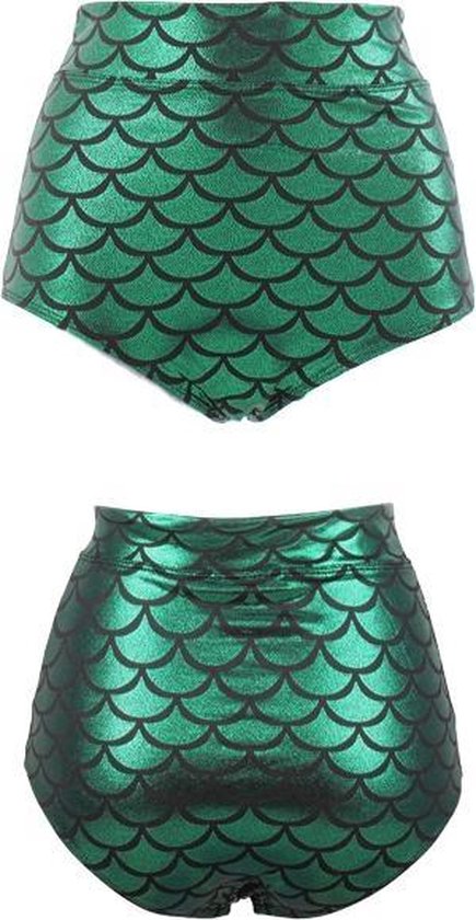 Mermaid zeemeermin hotpants - maat XS - broekje groen high waist metallic  schubben... | bol.com