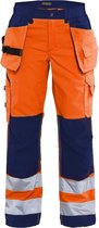 Blaklader Dames werkbroek High Vis met spijkerzakken 7156-1811 - High Vis Oranje/Marineblauw - D24