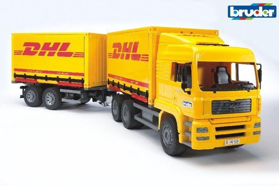 Bruder Man DHL Vrachtauto met Laadbak en Aanhanger | bol.com
