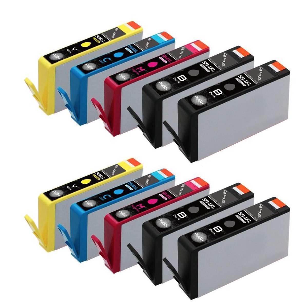 ReYours® huismerk HP 364 XL 364XL Compatible Inktcartridge 10-pack 4 Zwart/2 Cyaan/2 Magenta/2 Geel, met chip inktniveau weergeven