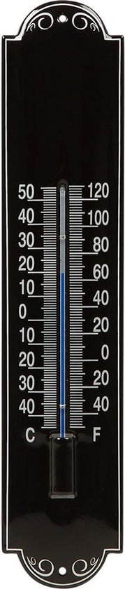 Thermometer emaille zwart 6,5x30cm | bol.com