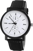 Pollock White Quartz Horloge | Zwart/Wit | Kunstleder | Ø 45 mm