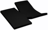 Damai - Hoeslaken dubbele split (tot 35 cm) - Katoen - 140 x 200 cm - Black