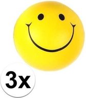 3x Rond stressballetje smiley face