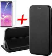 Hoesje geschikt voor Samsung Galaxy S10 Plus - Screen Protector PET - Book Case Leer ThinShield Zwart & Screenprotector