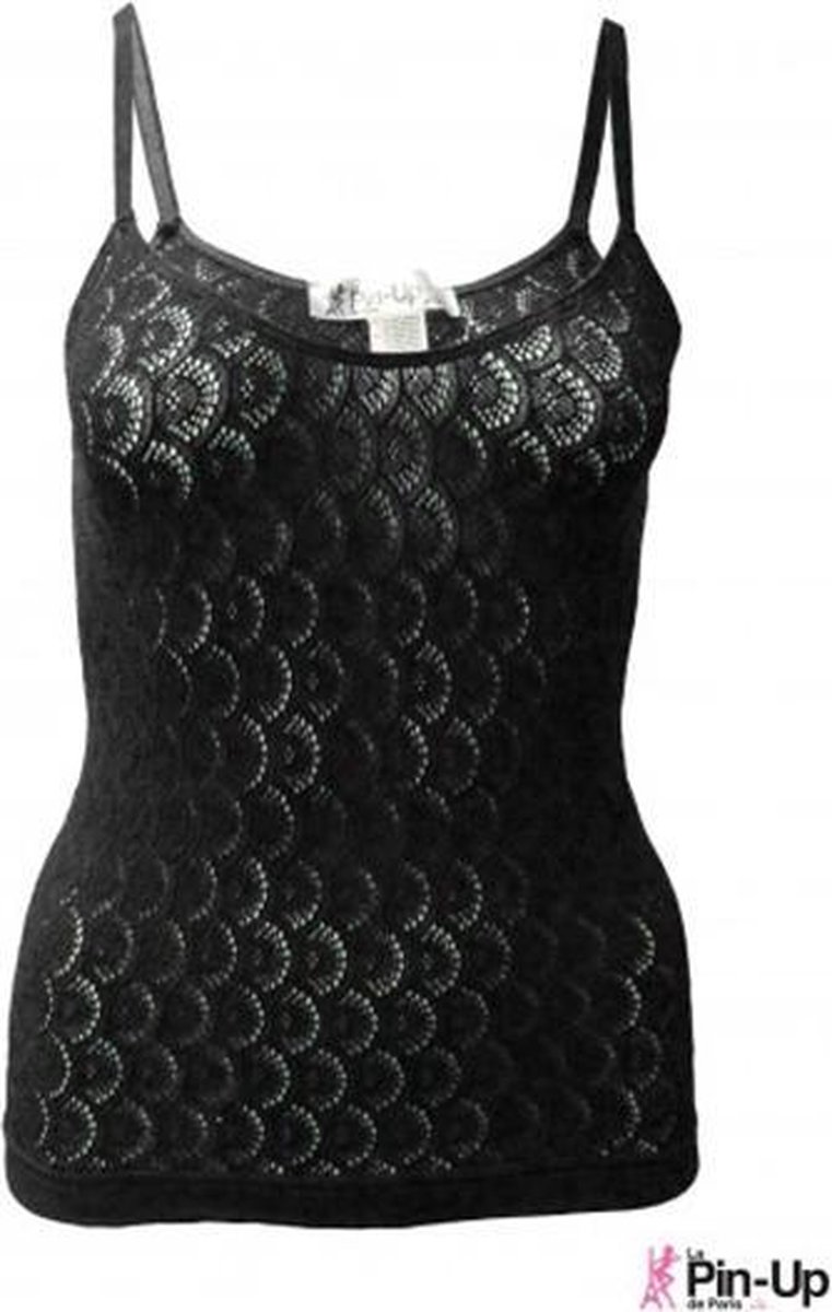 Goedkoopste Anti Cellulite Kanten Spaghetti Top - Pin Up de Paris - M - Zwart