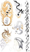 Water overdraagbare Tijdelijke Tattoo - Metallic - Dragon / Draken - 19,5 x 9,5 cm
