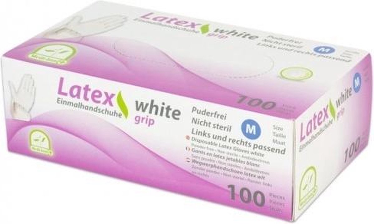 Goedkoopste Latex handschoenen WIT met GRIP 100