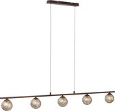 Paul Neuhaus kreta - Art Deco Hanglamp voor boven de eettafel | in eetkamer - 5 lichts - L 1320 mm - Roestbruin - Woonkamer | Slaapkamer | Keuken