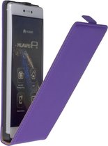 Lederen Paars Flip Case Cover Hoesje Huawei Ascend P8