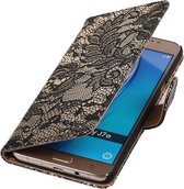 Zwart Lace booktype cover cover voor Samsung Galaxy J7 2016