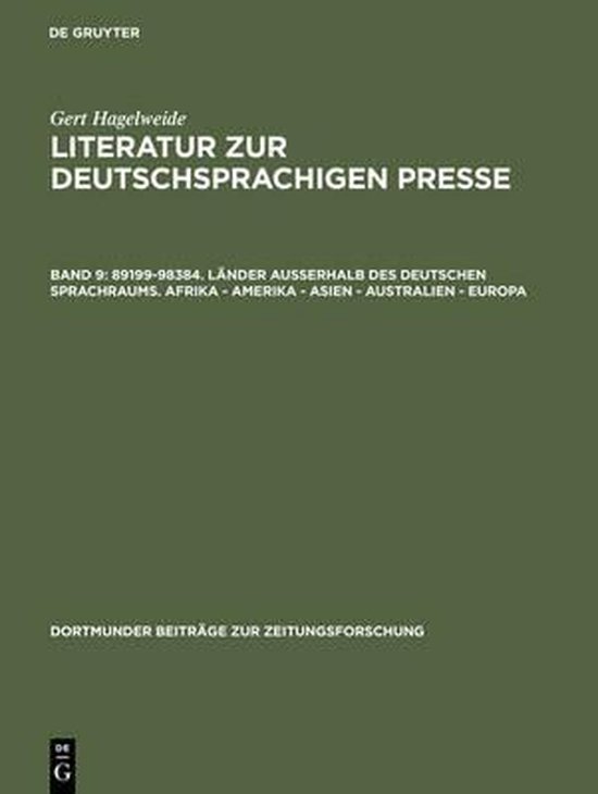 Dortmunder Beiträge Zur Zeitungsforschung- Literatur zur de ... - cover