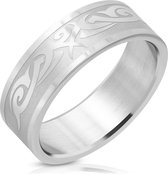 Amanto Ring Akio - Heren - 316L Staal - Tribal - 8 mm - Maat 63 - 20