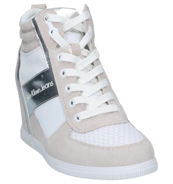 Calvin Klein - Beth - Sneaker met sleehak - Dames - Maat 36 - Wit - WSI  -White/Silver | bol.com