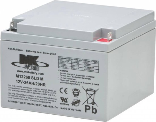 12 V 26 Amp AGM batterij