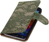 Lace Bookstyle Wallet Case Hoesjes voor Galaxy Note 3 Neo N7505 Donker Groen