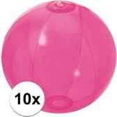 10x Opblaasbare strandbal fel roze 30 cm