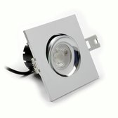 Dimbare vierkante Led inbouwspot kantelbaar 5.5Watt Chroom warm wit licht