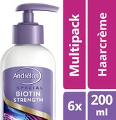 Andrélon Biotin Strength - 6 x 200 ml - Haarcrème - Voordeelverpakking