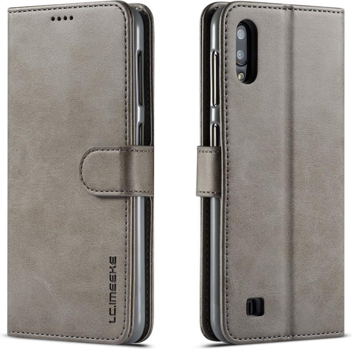LC.IMEEKE Luxe Book Case - Geschikt voor Samsung Galaxy A10 Hoesje - Grijs
