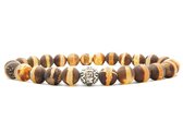 Beaddhism - Armband - Matt Brown Striped Dzi - Gosha - 8 mm - 17 cm