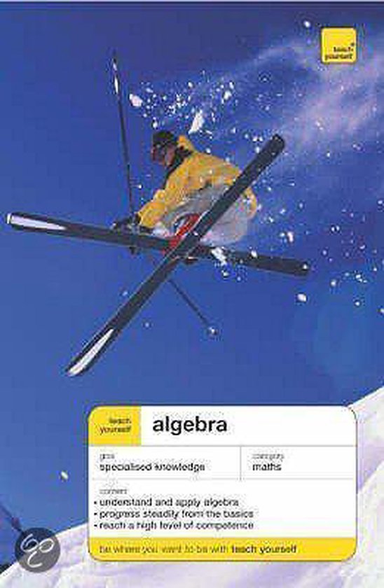 Skiër in de lucht met de tekst 'algebra', 'specialised knowledge', 'maths'.